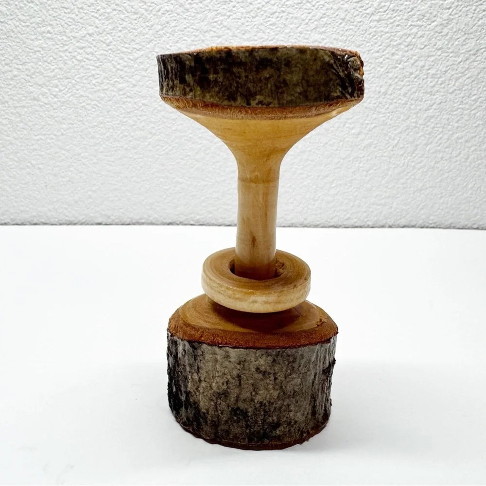 Hand Crafted Wood Spindle Infinity Ring Bud Vase S2